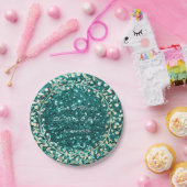 Tiffany Emerald Glitzer Foxier Gold Wreath Garland Pappteller (Party)