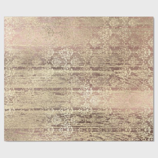 Tiffany Foxier Rose Rosa Blush Damask Wood Rustika Geschenkpapier (Flach)