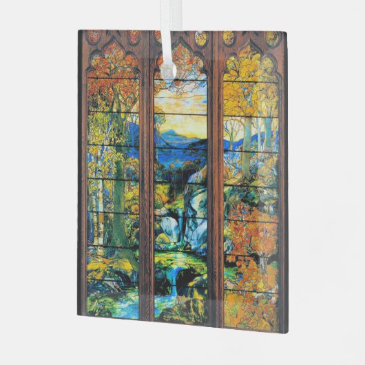 Tiffany gestanztes Glasfenster Falllandschaft Ornament Aus Glas (Vorderseite links)