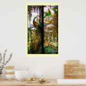 Tiffany gesteinigte Pfauenparrots Print Poster (Küche)