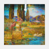 Tiffany-Glasfenster-Swans Ornament Aus Glas (Rückseite)