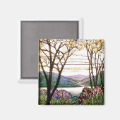 Tiffany Glass Iris Blume Bloral Magnet (Vorderseite/Rückseite)