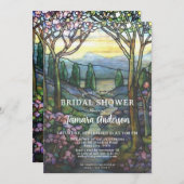 Tiffany Glass Mountains & Stream Brautparty Einladung (Vorne/Hinten)