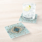 Tiffany Gold: Luxus Marmor Nahtlos Glasuntersetzer (Schrägansicht)