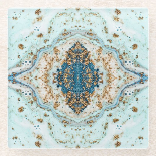 Tiffany Gold: Luxus Marmor Nahtlos Glasuntersetzer (Vorderseite)