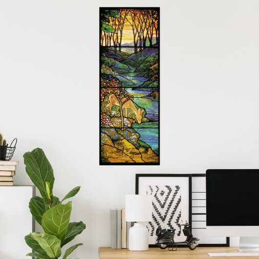 Tiffany Hartglas Deer Print Poster (Heimbüro)