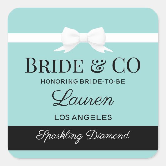 Tiffany Inspired Bride Sticker Favor Labels  (Vorderseite)