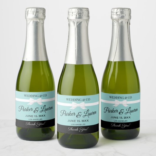 Tiffany Inspired Wedding Favor Bottle Label  Schaumweinetikett (Flaschen)