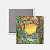 Tiffany Landscape Gestaltete Glas Design ART! Magnet (Vorderseite/Rückseite)