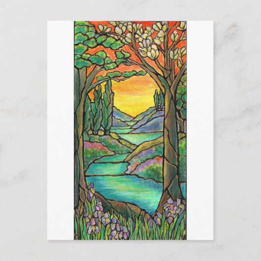 Tiffany Landscape Gestaltete Glas Design ART! Postkarte (Vorderseite)
