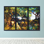 Tiffany Landscape Glasfenster Leinwanddruck (Insitu (Holzboden))