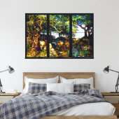 Tiffany Landscape Glasfenster Leinwanddruck (Insitu (Schlafzimmer))