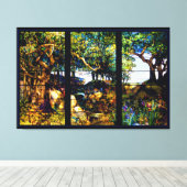 Tiffany Landscape Glasfenster Leinwanddruck (Insitu (Holzboden))