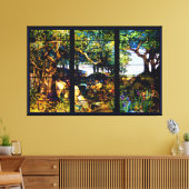 Tiffany Landscape Glasfenster Leinwanddruck (Insitu (Wohnzimmer))