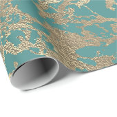 Tiffany Marine Molten Gold Marble Shiny Metallic Geschenkpapier (Rolleneckpunkt)