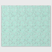 Tiffany Mint Aqua Linen Silver Funkelnd Laurel Geschenkpapier (Flach)