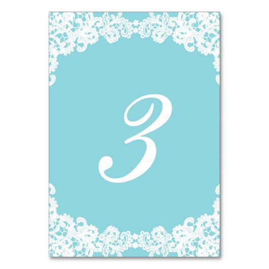 Tiffany/Mint Blue Hochzeitskarte Tischnummer (Rückseite)