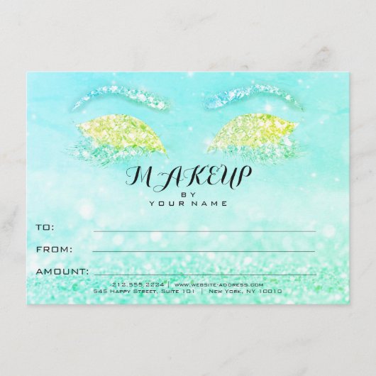 Tiffany Mint Glitzer Makeup Certificate Geschenk (Vorderseite)
