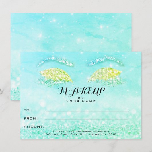 Tiffany Mint Glitzer Makeup Certificate Geschenk (Vorne/Hinten)