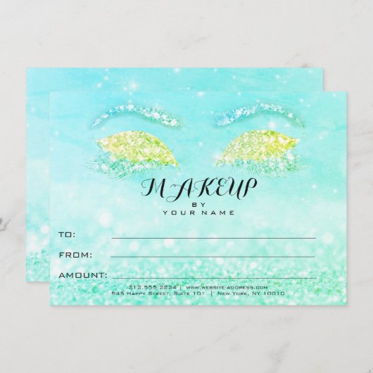 Tiffany Mint Glitzer Makeup Certificate Geschenk (Vorne/Hinten)