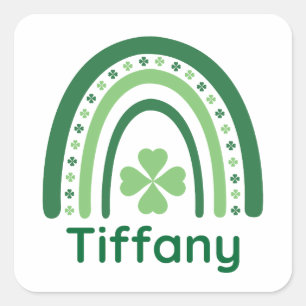 Tiffany Name Clover Boho Rainbow Quadratischer Aufkleber
