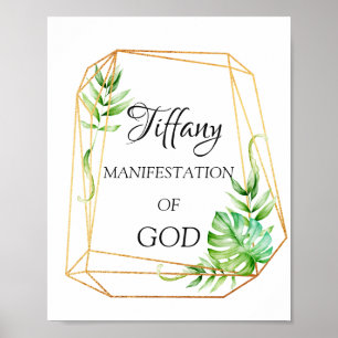 Tiffany Name Meaning Floral Bridal Birthday Gold Poster