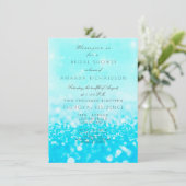 Tiffany Ocean Blue Aqua Glitzer Brautparty Einladung (Stehend Vorderseite)