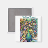 Tiffany Peacock Glass Stil ART Magnet! Magnet (Vorderseite/Rückseite)