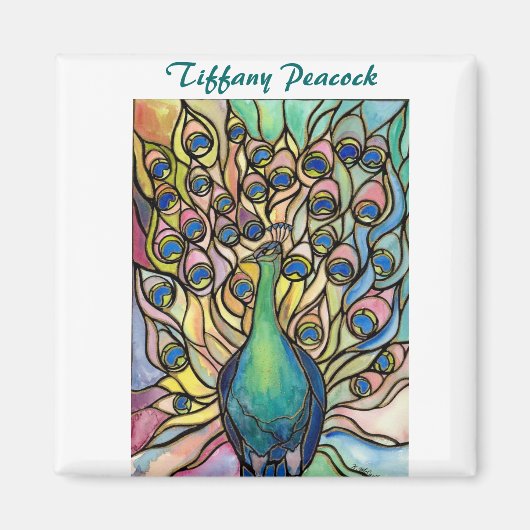 Tiffany Peacock Glass Stil ART Magnet! Magnet (Vorne)