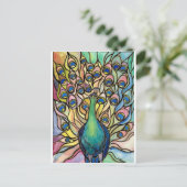 Tiffany Peacock Glass-Stil ARTpostcard Postkarte (Stehend Vorderseite)