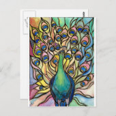 Tiffany Peacock Glass-Stil ARTpostcard Postkarte (Vorne/Hinten)