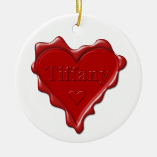 Tiffany. Rotes Herzwachs-Siegel mit NamensTiffany Keramik Ornament
