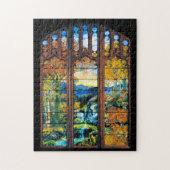 Tiffany Stained Glass Window Fall Landscape Puzzle (Vertikal)