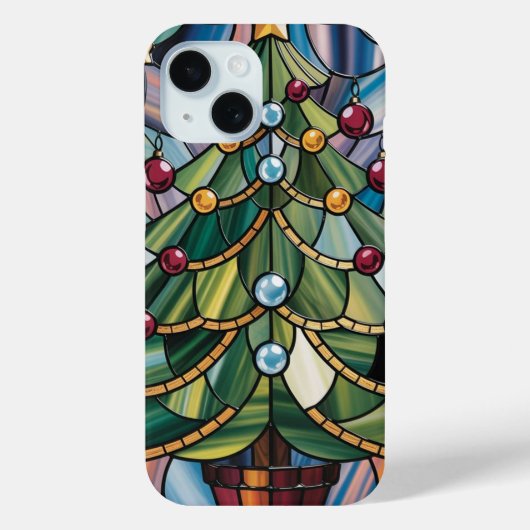 Tiffany-Stil-Buntglas-Weihnachtsbaum Case-Mate iPhone Hülle (Rückseite)