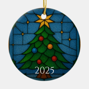 Tiffany-Stil Buntglas-Weihnachtsbaum-Design Keramik Ornament