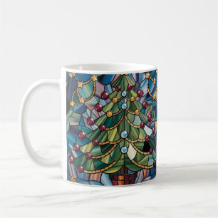 Tiffany-Stil-Buntglas-Weihnachtsbaum Kaffeetasse