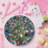 Tiffany-Stil-Buntglas-Weihnachtsbaum Pappteller (Party)