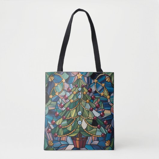 Tiffany-Stil-Buntglas-Weihnachtsbaum Tasche (Vorderseite)