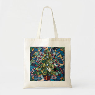 Tiffany-Stil-Buntglas-Weihnachtsbaum Tragetasche