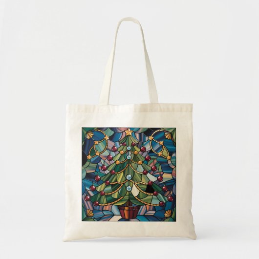 Tiffany-Stil-Buntglas-Weihnachtsbaum Tragetasche (Vorne)