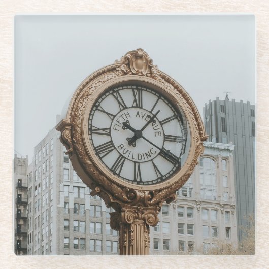 Tiffany Street Clock in New York Glasuntersetzer (Vorderseite)