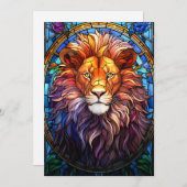 Tiffany-Style gesteinigtes Glas Majestic Lion Einladung (Vorne/Hinten)