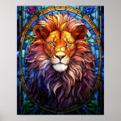Tiffany-Style gesteinigtes Glas Majestic Lion Poster (Vorne)