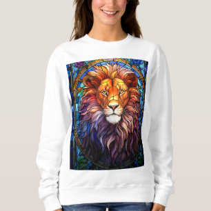 Tiffany-Style gesteinigtes Glas Majestic Lion Sweatshirt