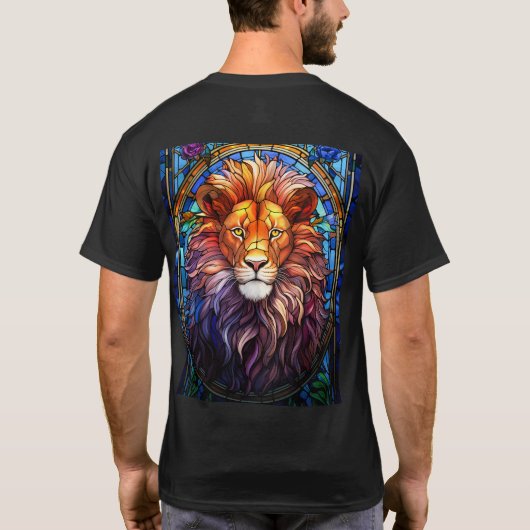 Tiffany-Style gesteinigtes Glas Majestic Lion T-Shirt (Rückseite)