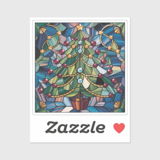 Tiffany-Style Stained Glass Christmas Tree Aufkleber (Blatt)