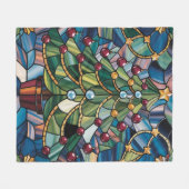 Tiffany-Style Stained Glass Christmas Tree Fleecedecke (Vorderseite (Horizontal))