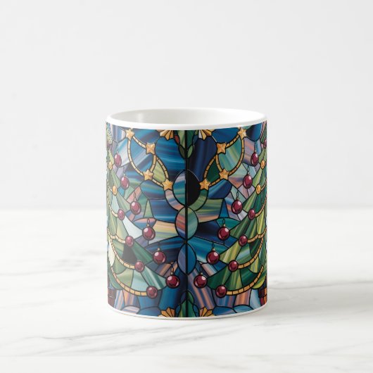 Tiffany-Style Stained Glass Christmas Tree Kaffeetasse (Mittel)