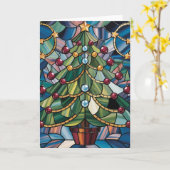 Tiffany-Style Stained Glass Christmas Tree Karte (Gelbe Blume)