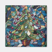 Tiffany-Style Stained Glass Christmas Tree Magnet (Vorne)